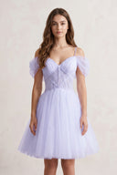 Lavender A-line V Neck Tulle Homecoming Dresses | KISSPROM