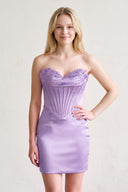 Lavender Aqua - Sheath Sweetheart Corset Homecoming Dresses with Appliques | KISSPROM
