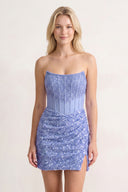 Lavender Bodycon Strapless Corset Beaded Mini Party Dresses | KISSPROM