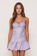 Lavender Sweetheart Jacquard A-Line Ruffled Homecoming Dress | KISSPROM