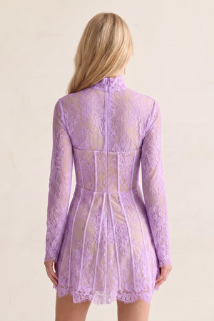 Lavender Charming Sheath High Neck Lace Short Wedding Dresses (2) | KISSPROM