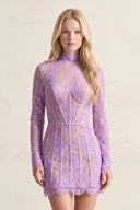 Lavender Charming Sheath High Neck Lace Short Wedding Dresses | KISSPROM