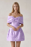 Lavender Off The Shoulder Jacquard A Line Homecoming Dress With Appliques | KISSPROM