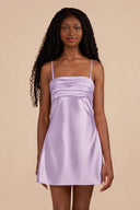 Lavender Sheath Spaghetti Straps Satin Homecoming Dress | KISSPROM