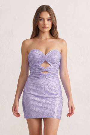 Lavender Sheath Sweetheart Sequined Cut Out Short Homecoming & Cocktail Dresses | KISSPROM