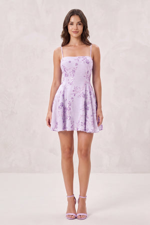 Lavender Spaghetti Straps A-Line Embroidered Sequined Tulle Homecoming Dress (3) | KISSPROM