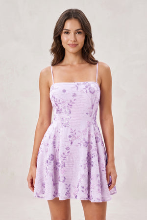 Lavender Spaghetti Straps A-Line Embroidered Sequined Tulle Homecoming Dress | KISSPROM