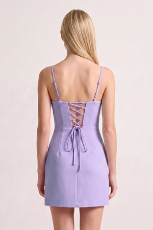Lavender Spaghetti Straps Sheath Satin Mini Homecoming Dress (2) | KISSPROM