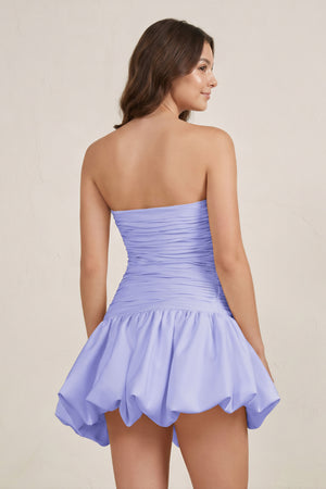 Lavender Strapless A-Line Satin Balloon Draped Homecoming Dress (2) | KISSPROM