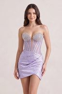 Lavender Strapless Bodycon Short Mini Homecoming Dresses With Beading | KISSPROM