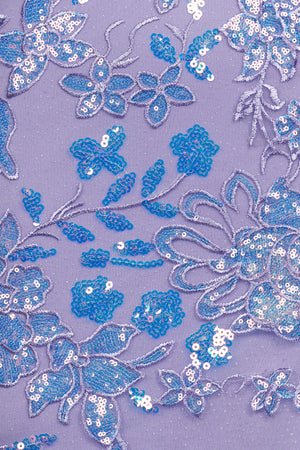 Lavender Strapless Mermaid Sequined Lace Long Prom Dresses With Slit