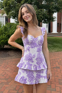 Lavender Sweetheart A-Line Jacquard Homecoming Dress with Ruffles | KISSPROM