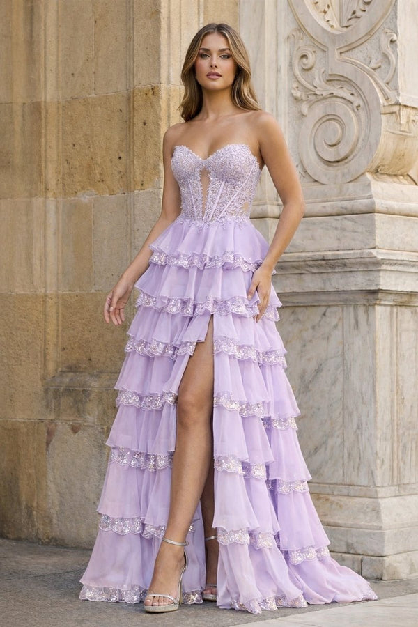 lavender blue prom dresses Light Purple Tulle A Line V Neck Long Prom Dresses PL488