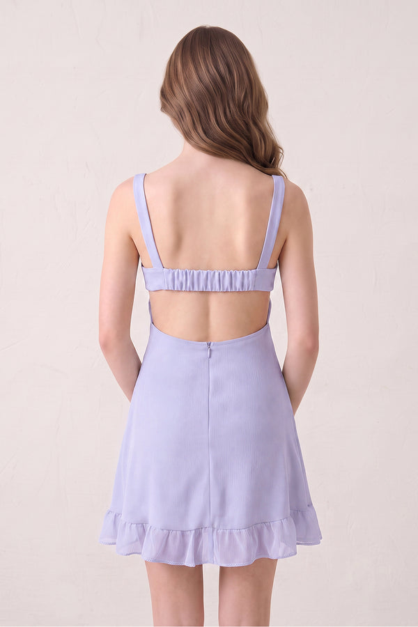 Lavender Sweetheart Chiffon Ruffled A-Line Cut-Out Homecoming Dress (2) | KISSPROM