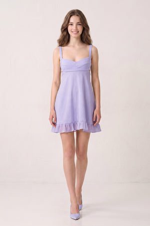 Lavender Sweetheart Chiffon Ruffled A-Line Cut-Out Homecoming Dress (3) | KISSPROM