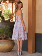 Cecil | Purple Sweetheart A Line Corset Party Dress With Applique