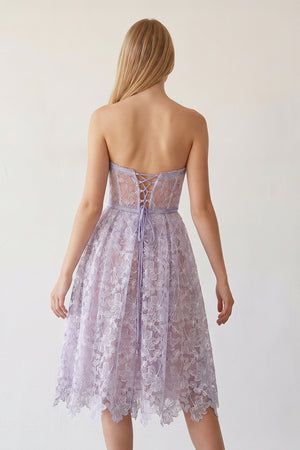 Lavender Sweetheart A Line Corset Party Dress With Applique - KissProm 