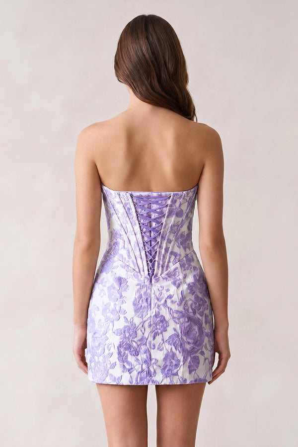 Lavender Sweetheart Jacquard Sheath Corset Homecoming Dress (2) | KISSPROM
