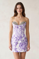 Lavender Sweetheart Jacquard Sheath Corset Homecoming Dress | KISSPROM