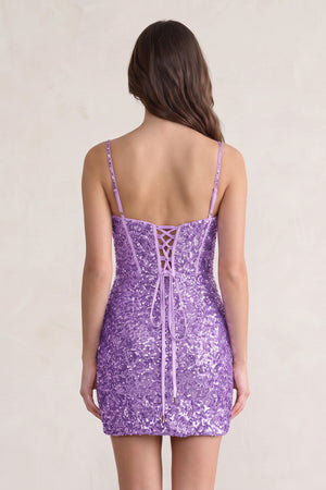 Lavender Sweetheart Sequins Bodycon Mini Homecoming Dresses (2) | KISSPROM