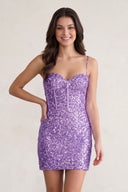 Lavender Sweetheart Sequins Bodycon Mini Homecoming Dresses | KISSPROM