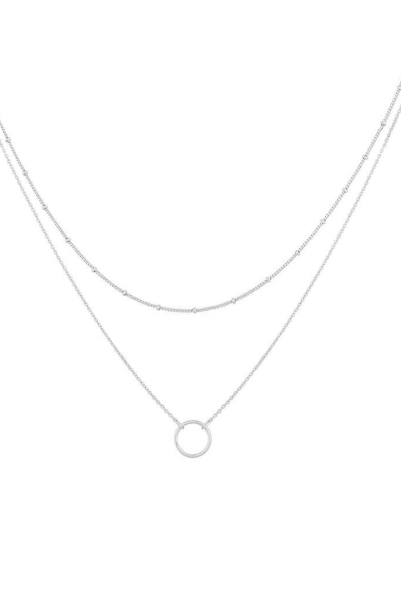 Layered Gold Circle Pendant Necklace