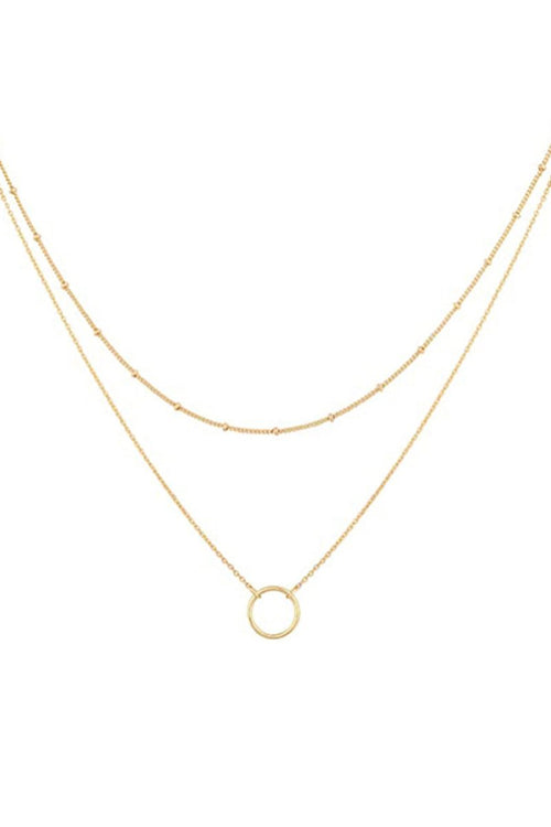 Layered Gold Circle Pendant Necklace