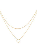 Layered Gold Circle Pendant Necklace
