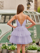 Layla | A-Line Deep V Neck Tiered Short Homecoming Dress