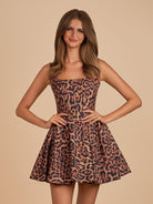 Leander | Leopard - Square Neck A Line Print Short Homecoming Dress