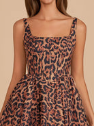 Leander | Leopard - Square Neck A Line Print Short Homecoming Dress