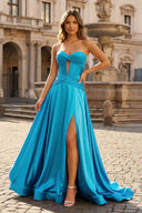 A Line Sweetheart Royal Blue Keyhole Long Prom Dress - KISSPROM PROM DRESSES
