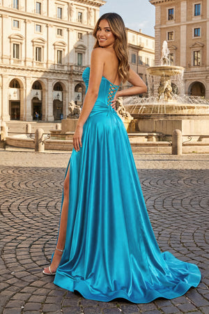 A Line Sweetheart Royal Blue Keyhole Long Prom Dress - KISSPROM PROM DRESSES