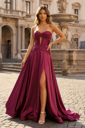 A Line Sweetheart Royal Blue Keyhole Long Prom Dress - KISSPROM PROM DRESSES