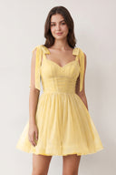 Lemon A-Line V-Neck Pleated Short Homecoming Dress | KISSPROM
