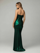 KissProm-Lendy Green Mermaid Metallic Strapless Long Prom Dresses