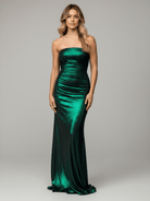 KissProm-Lendy Green Mermaid Metallic Strapless Long Prom Dresses