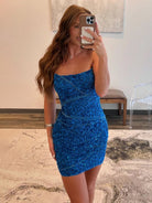 Letti | Royal Blue - Strapless Bodycon Sequins Short Homecoming Dresses
