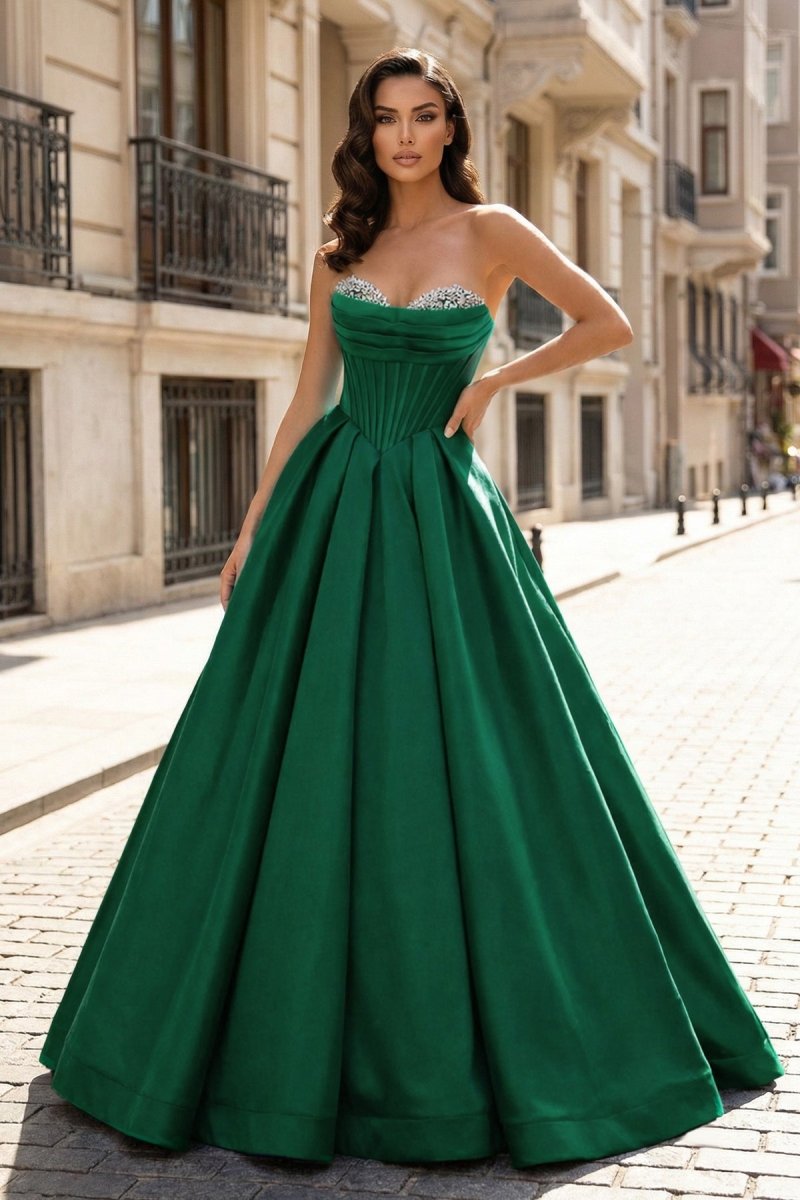 open lace back dress A-Line Beaded Sweetheart Royal Blue Satin Prom Dress