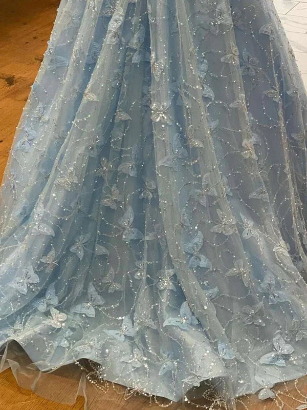 Anaya |A Line Off the Shoulder Satin Lace Prom Dress