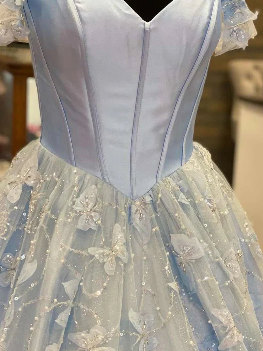 Anaya |A Line Off the Shoulder Satin Lace Prom Dress