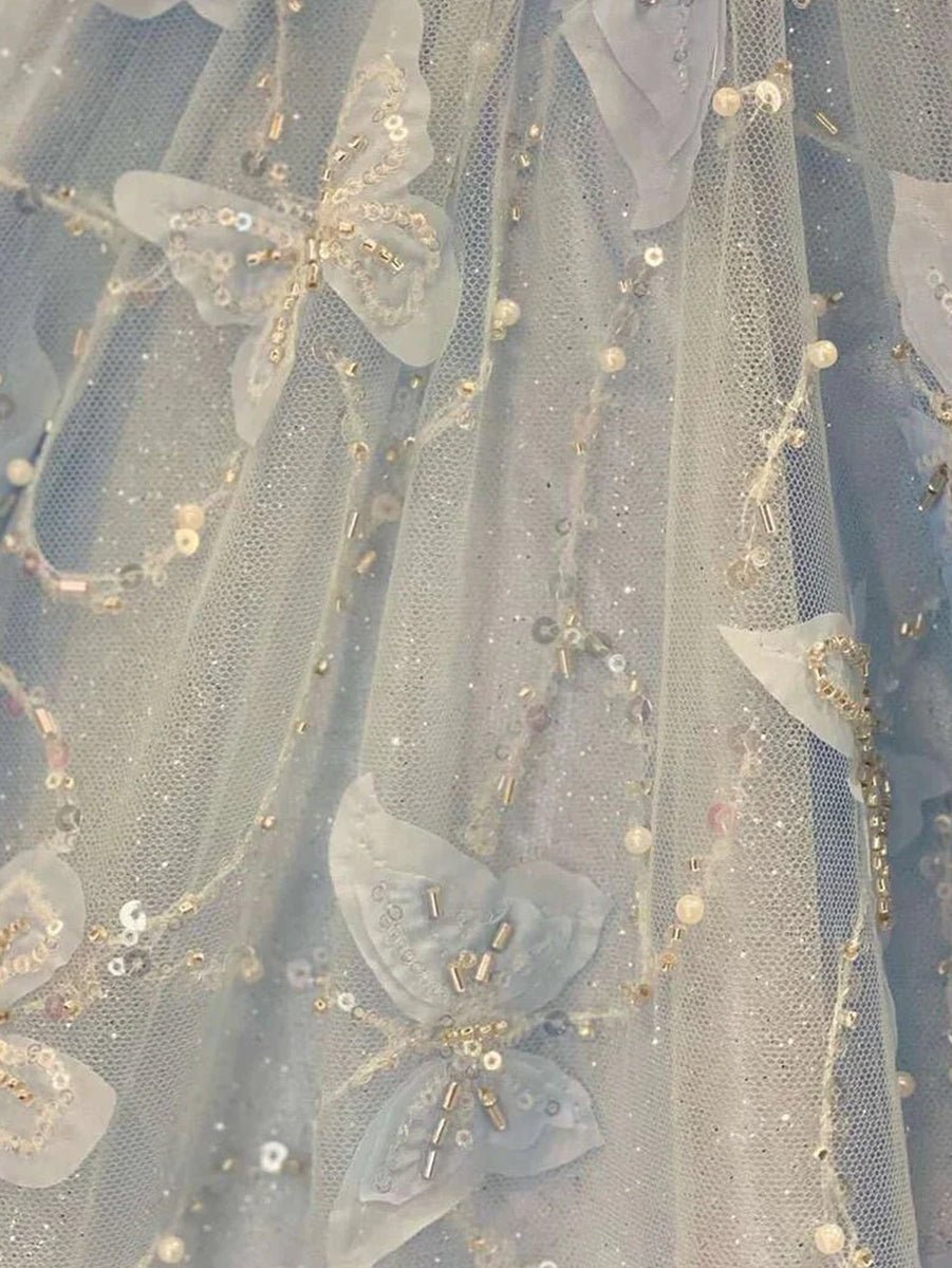 Anaya |A Line Off the Shoulder Satin Lace Prom Dress