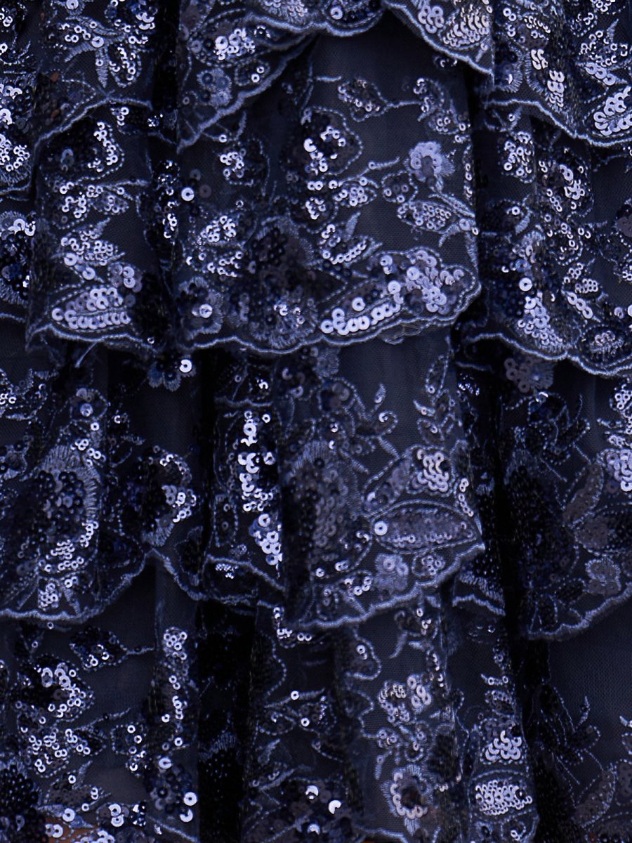 Oceane | Light Blue Rosette Sequin Baby Doll Short Party Dress