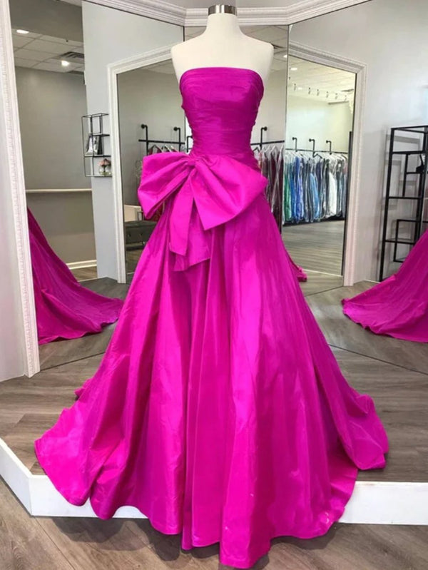 Maisie |A-line Strapless Taffeta Long Prom Dress With Slit