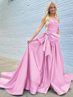 Maisie |A-line Strapless Taffeta Long Prom Dress With Slit