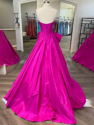 Maisie |A-line Strapless Taffeta Long Prom Dress With Slit
