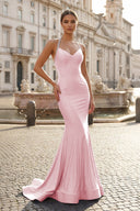 Light Lilac Halter Satin Mermaid Long Prom Dresses with Beading