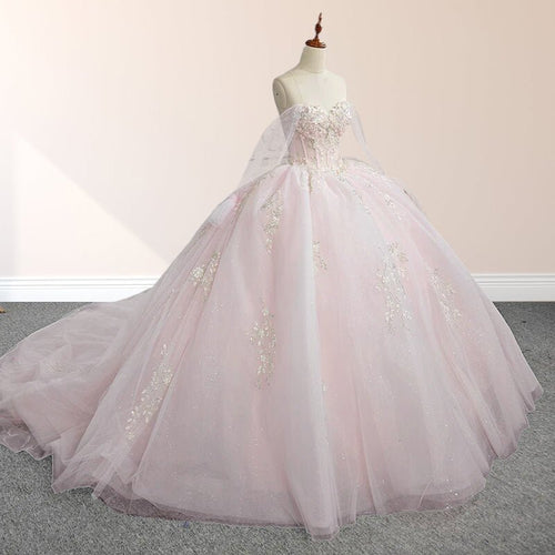 Light Pink Bow Strapless Ball Gown - Dress for Quinceañera & Coming-of-Age Party gh6949 main image 1