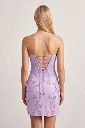 Lilac Bodycon Sweetheart Lace Short Tight Homecoming Dresses with Appliques (2) | KISSPROM