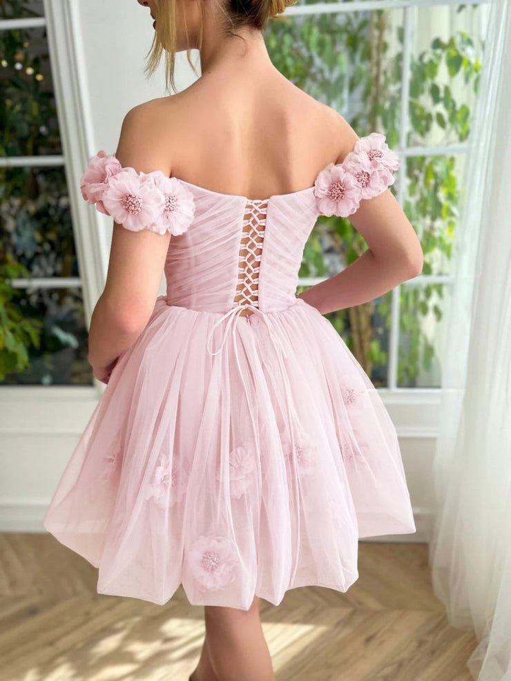 Corset Strapless Tulle Tiered Short Dress Terracotta